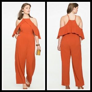 Burnt Orange Cold Shoulder Jumpsuit